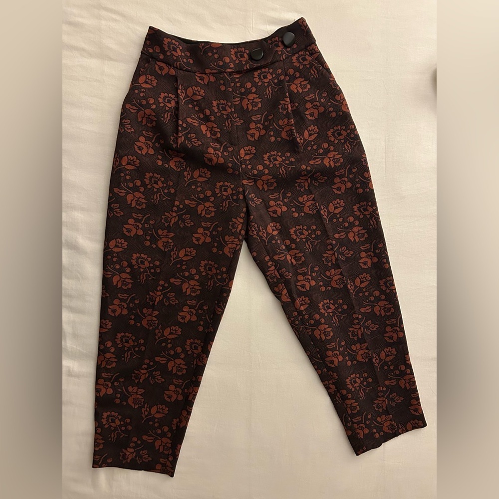 Anthropologie Maeve Jacquard High Rise Trousers Pants 4 - Picture 2 of 9